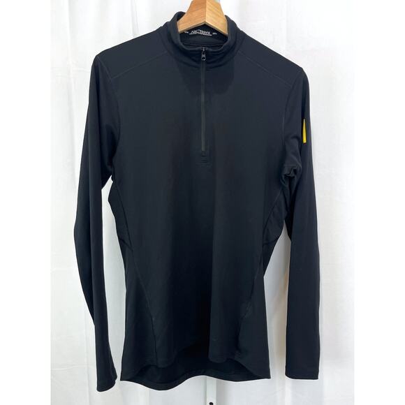 ARC'TERYX Mens 1/4 Zip Mock Neck Pullover Top Base Layer Long Sleeve Black M - Picture 1 of 10